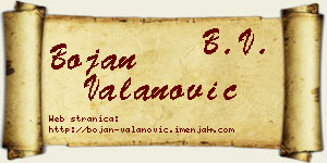 Bojan Valanović vizit kartica